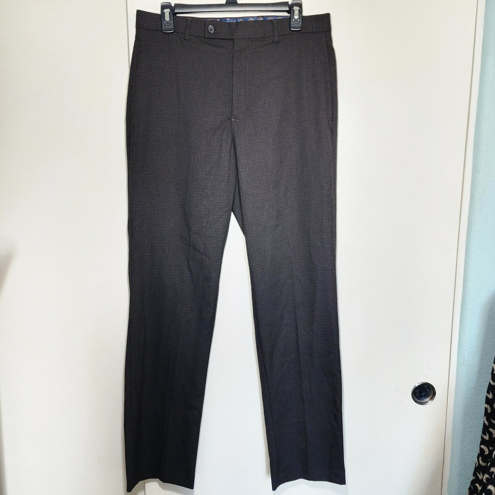 Lauren Ralph Lauren Dress Pants Mens 32x32 Brown Excellent Micro-Check Trousers